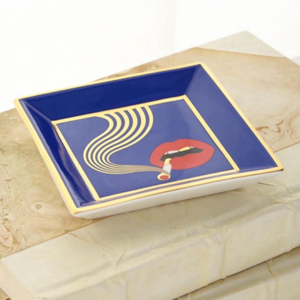 ART deco Designer Jewelry dish pills lips …